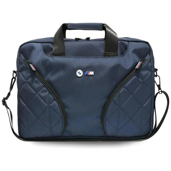 BMW M Series Nylon Pockets 16" Laptop Bag with Metal Logo Navy Blue - MBCB15PNYPOV