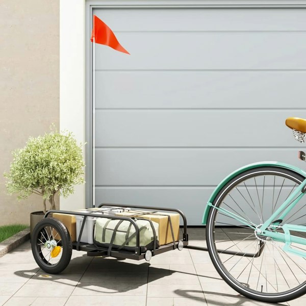 Berkfield Bike Cargo Trailer Black 122x53x31 cm Iron