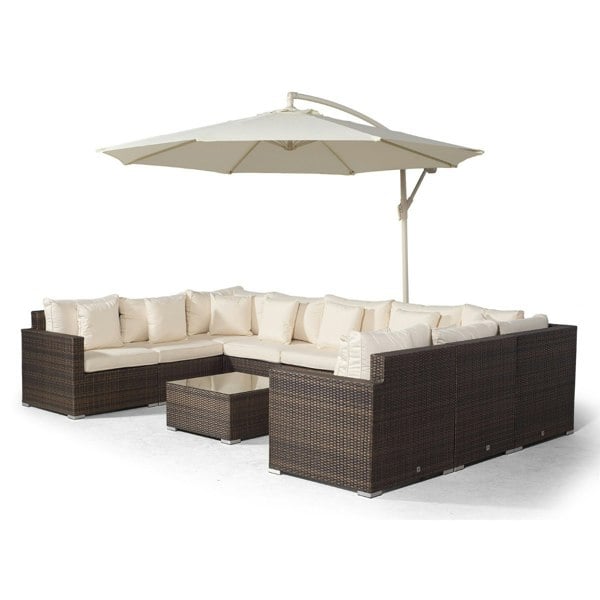Giardino Havana 9 Seat Rattan Sofa Conversation Set with Coffee Table