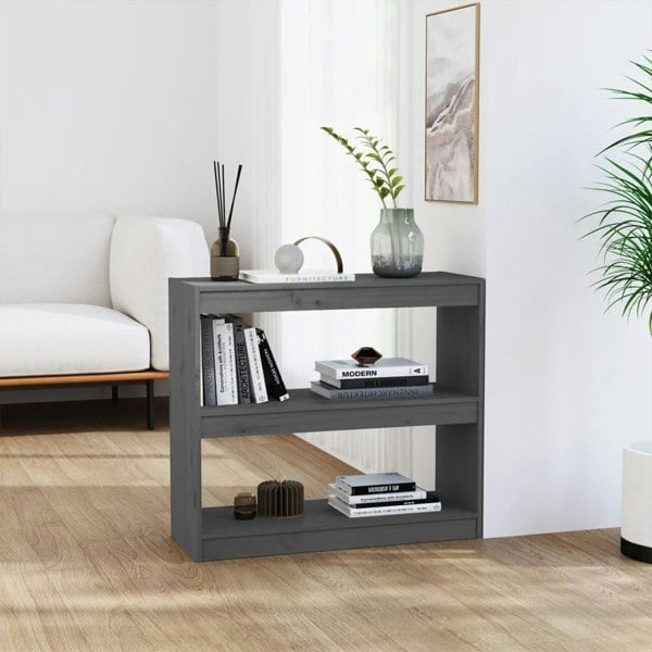 Berkfield Book Cabinet/Room Divider Grey 80x30x71.5 cm Solid Wood Pine