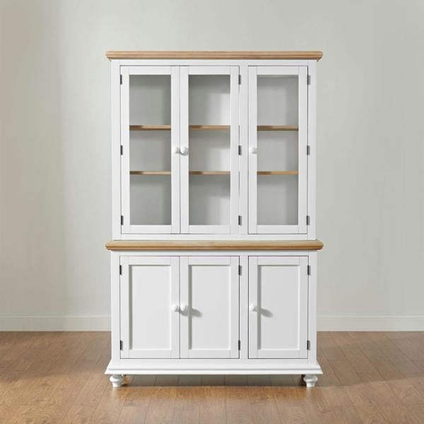 Statement Furniture Shire Glass Door White Display Cabinet Dresser with Shelves