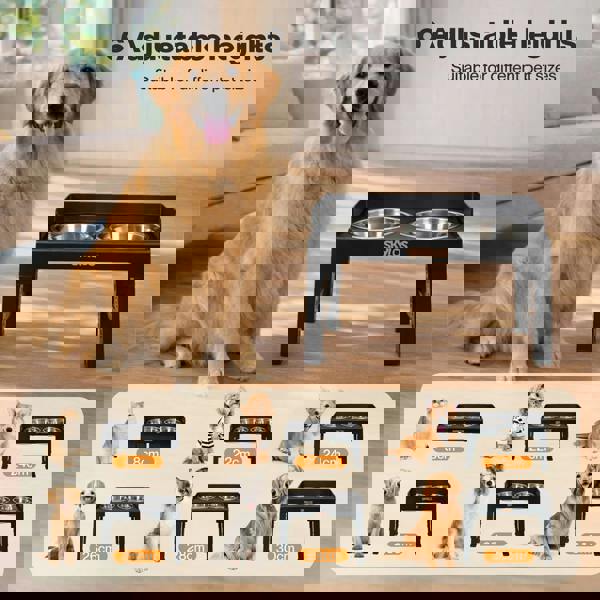 Skylos Elevated Pet Feeder Double Raised Dog Bowls 6 Height Food Water Feeding