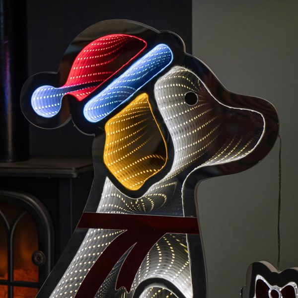 Samuel Alexander 78cm Infinity Light up Standing Dog Christmas Decoration with Warm White & Red LEDs on Metal Base