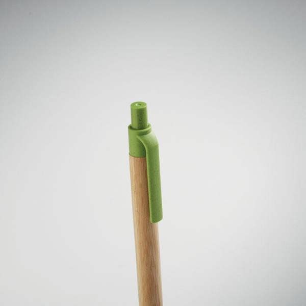 MidOcean Itea Colour Push Button Bamboo & Wheat Straw Ballpoint Pen - Green - 