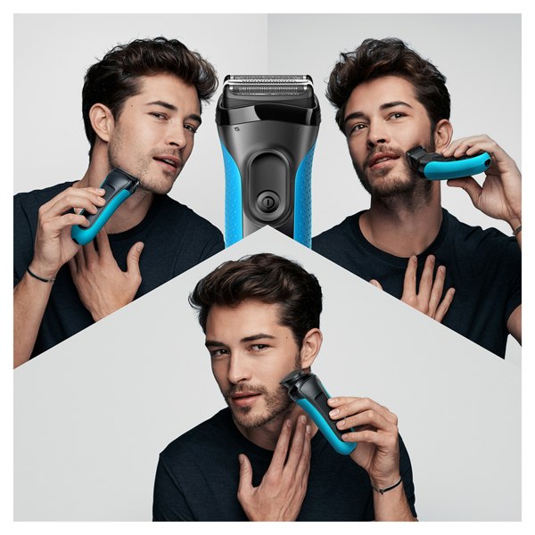 Braun Series 3 Shave & Style 3010BT Electric Shaver, Wet & Dry Razor For Men - Black/Blue