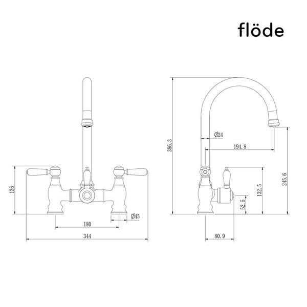 Flode klas | Traditional Bridge Style 3 in 1 Instant Boiling Tap | White Ceramic Levers | Gun Metal Finish