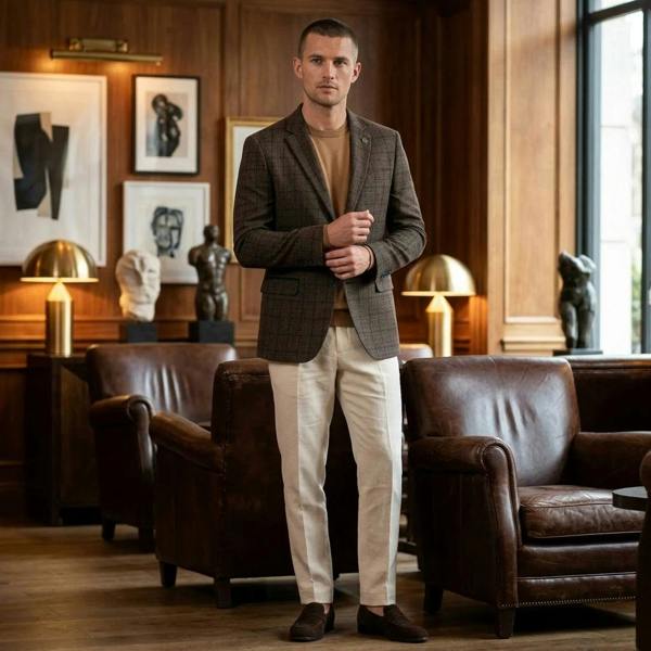 TruClothing IM11 - Men's Check Slim Fit Two-Button Blazer