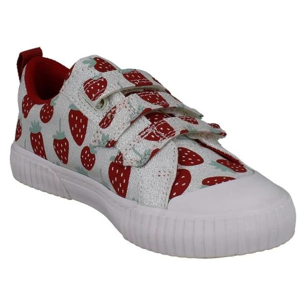 Clarks Girls Clarks Canvas Metallic Strawberry Design Shoes Foxing Fraise