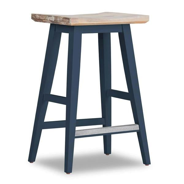 Statement Furniture Florence Wooden Bar Stool with Legs H65cm, Acacia Hardwood Rectangular Seat