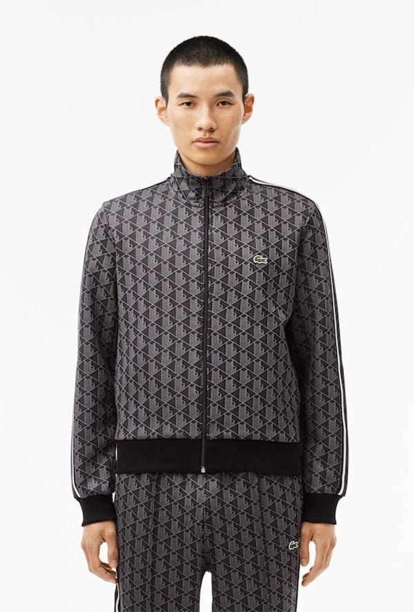 Lacoste Men's Paris Zip-Up Jacquard Track Jacket - Black