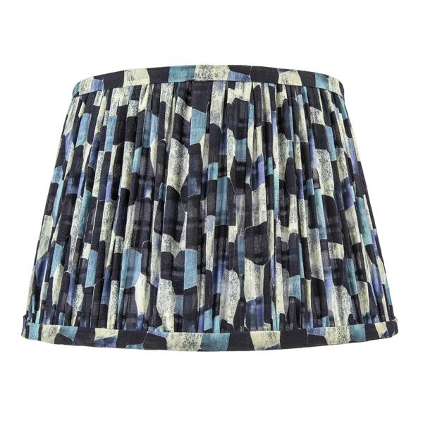 Abstract Geometric Pleated Lamp Shade with Blue Toned Irregular Blocks Image 5