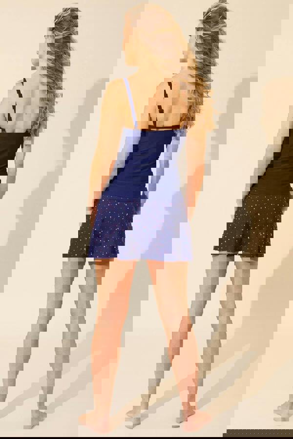 Navy Geo Swim Skirt Back