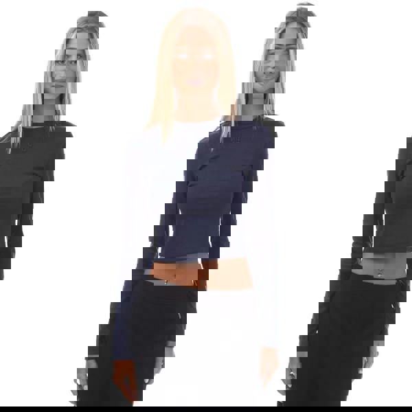 Hugo Womens/Ladies Dafilomena_3 Stacked Logo Top - Dark Blue