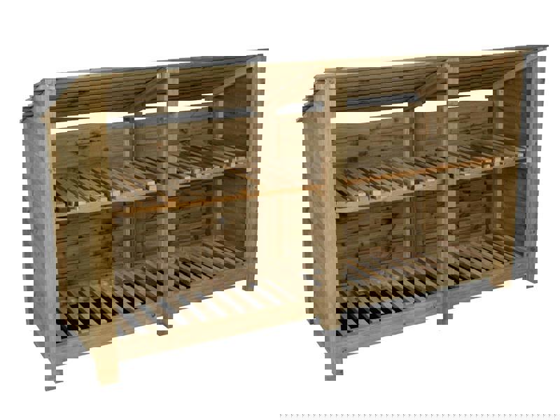 Arbor Garden Solutions Wooden Log Store (Roof Sloping Back) with Shelf W-227cm, H-126cm or 180cm, D-88cm