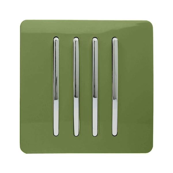 Trendi Switch 4 Gang 1 or 2 way Rocker Light Switch in Moss Green