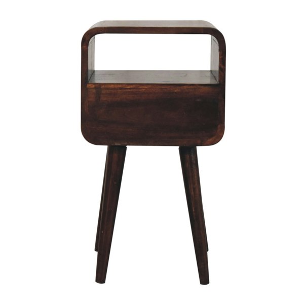 Artisan Furniture Solid Wood Mini California Walnut Curved Bedside with Open Slot