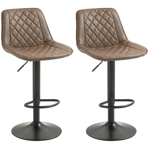 Wyld Haus Tadilu Faux Leather Brown Adjustable Retro Bar Stools Set Of 2 With Swivel Seats