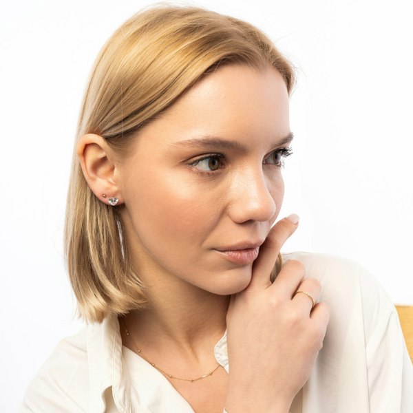 Spero London 9ct Solid Gold Sphere Stud Earring
