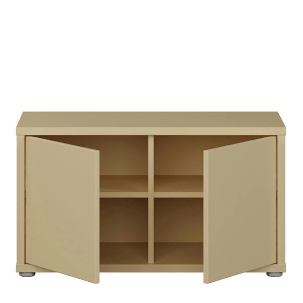 Furniture To Go Alice Springs Bench with 2 Doors Push-to-Open in Butter Yellow