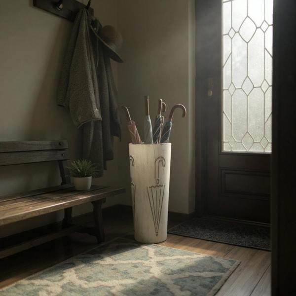 49CM CREAM METAL UMBRELLA STAND