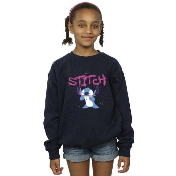 Disney Girls Lilo And Stitch Graffiti Sweatshirt - Navy Blue