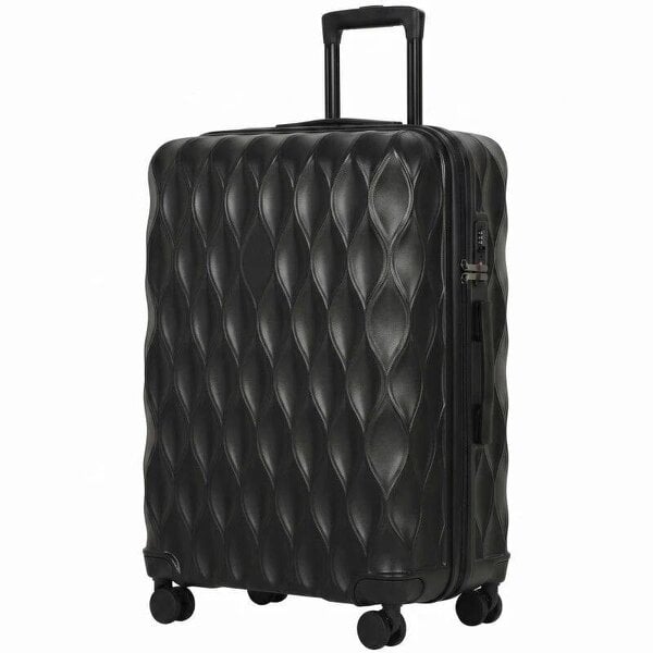28Inch Suitcase, ABS Hard Shell Checked Luggage with TSA Lock, Spinner Wheels, Telescopic Handle, Black