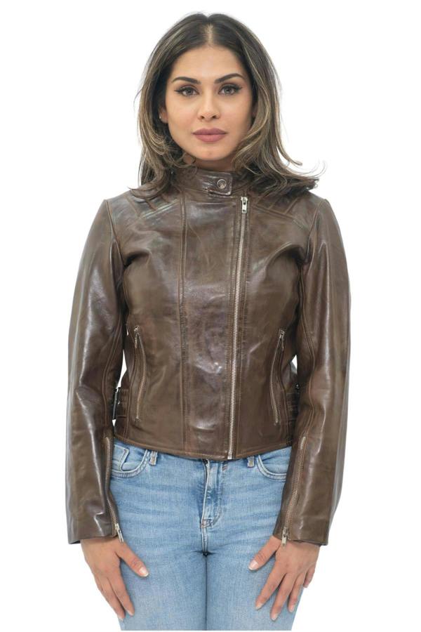 Infinity Leather Womens Leather Biker Jacket-Celaya