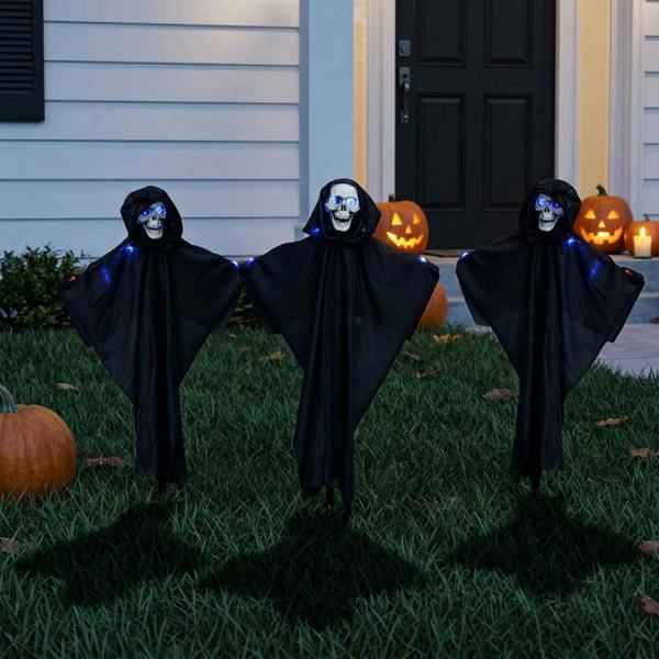 Garden Greatness 3 Pack Eerie Skull LED Halloween Stake Lights