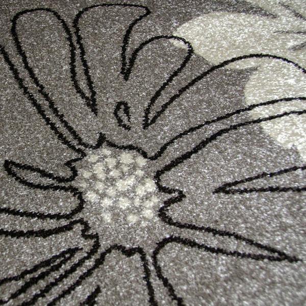 Modern Floral Design Rug Silver Grey White Soft Low Pile Woven Floor Carpet for Living Room or Bedroom