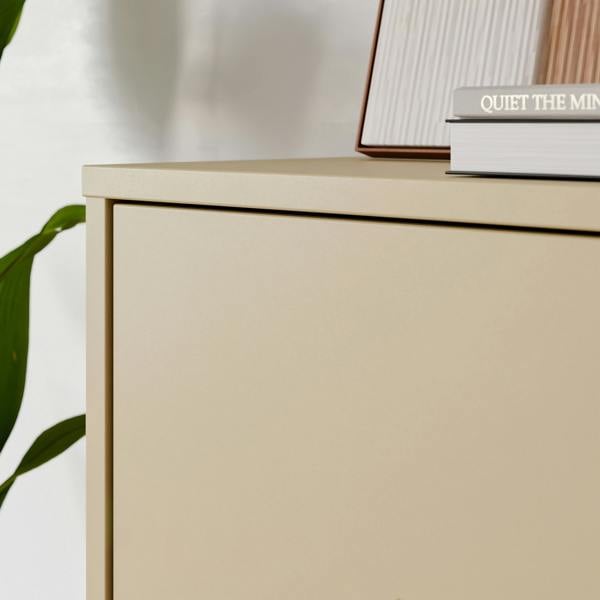 Furniture To Go Alice Springs Tall Shoe Cabinet with 4 Doors Push-to-Open in Butter Yellow
