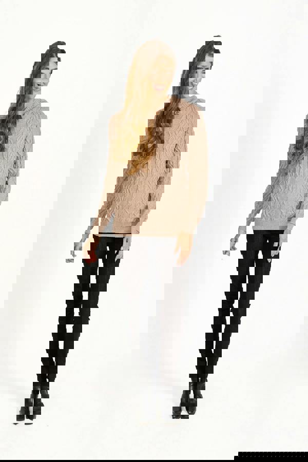 Cable-Knit Hooded Jumper