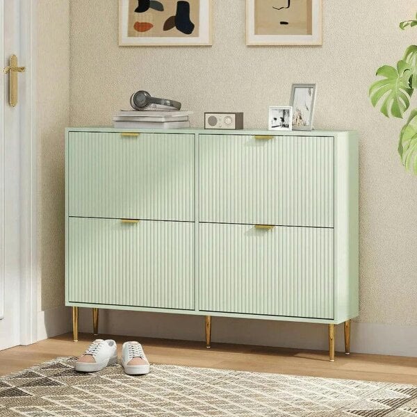 Bobobiy Elegant Four-Drawer Shoe Cabinet - Light Green