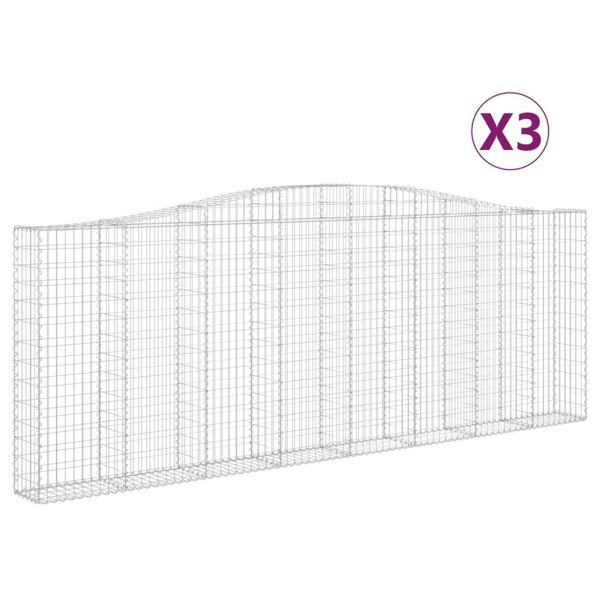Berkfield Arched Gabion Baskets 3 pcs 400x30x140/160 cm Galvanised Iron