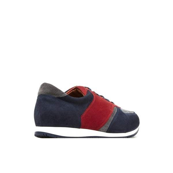 Embassy London San Francisco - Sunrise - Men's low top nubuck leather trainer in red & navy