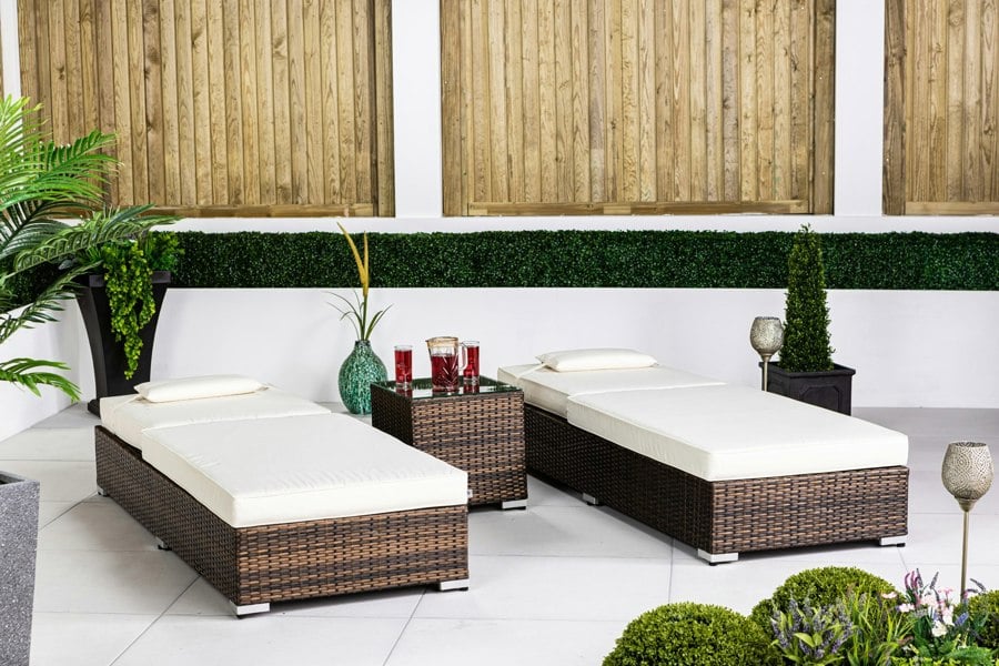 Giardino Set of 2 Sun Loungers & Table Set