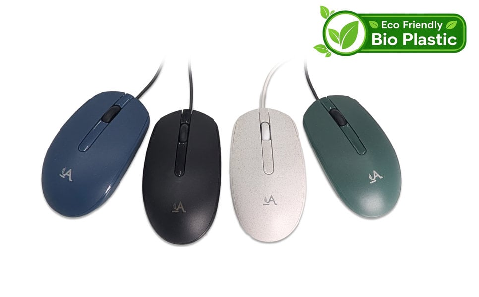 Accuratus Bio M100 Mouse - USB Wired Full Size Biodegradable Plant Based Resin Mouse
