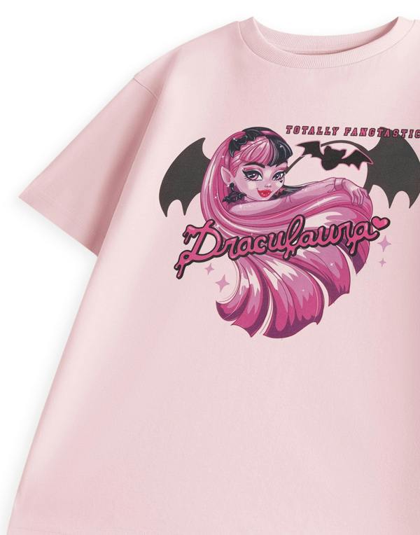 Vanilla Underground Monster High Girls Pink Draculaura Short Sleeved T-Shirt