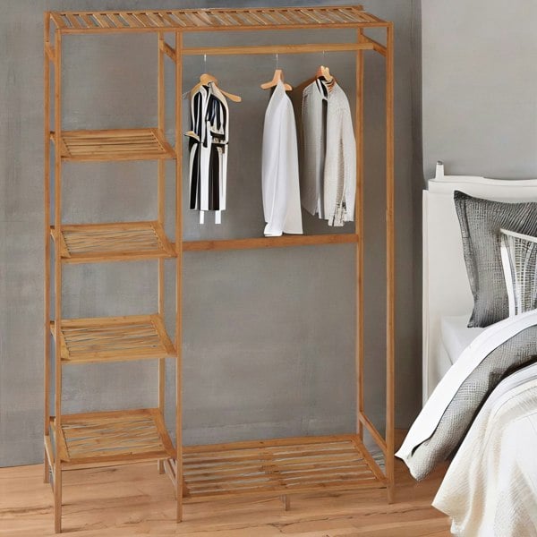 Rafaelo Mobilia Bamboo 6 Tier Open Wardrobe