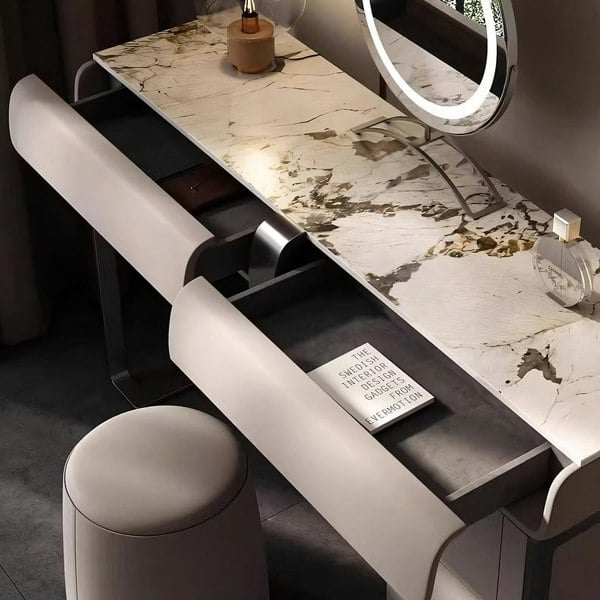 Nisha Dressing Table, Vanity Table With LED Mirror-Weilai Concept-Weilai Concept