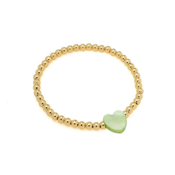 Say It With Children's Mint Green Heart Ball Bracelet - Yellow Gold