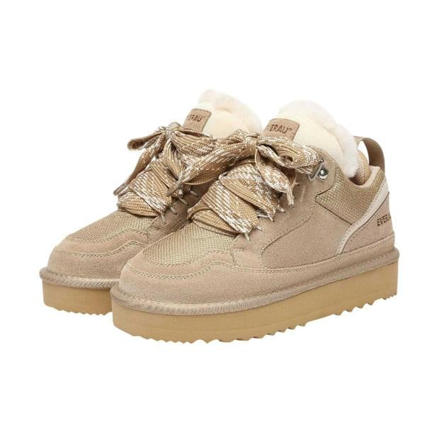 EverAu Womens/Ladies Marbled Leather Trainers - Sand - 