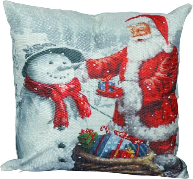 Xmas Haus Christmas Cushion, Santa & Snowman (40x40cm)