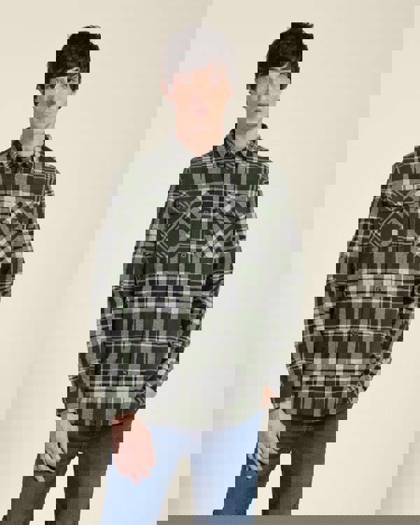 Larsson & Co Green Check Jersey Casual Overshirt