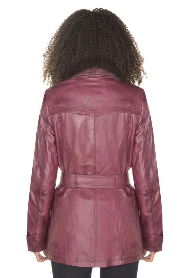 Infinity Leather Womens Nappa Leather Trench Coat-Mosul