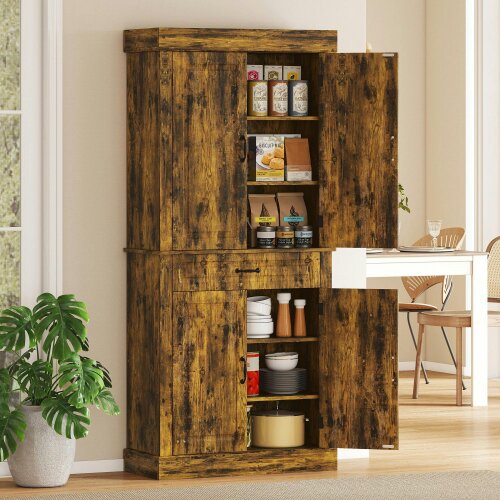 Wyld Haus Zirolu 180cm Wooden Brown Tall Kitchen Pantry Cabinet with Drawer And Storage Shelves
