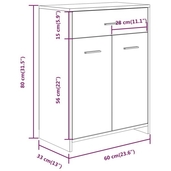 Berkfield Bathroom Cabinet Grey Sonoma 60x33x80 cm Engineered Wood