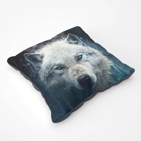 Warren Reed White Wolf Face Splashart Floor Cushion