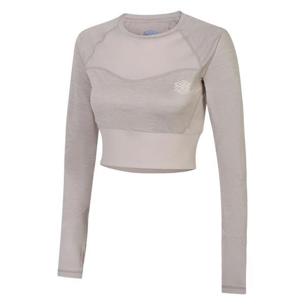 Umbro Womens/Ladies Pro Training Long-Sleeved Crop Top - Silver Grey Marl - 