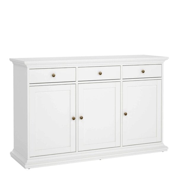 Wyld Haus Osaka Farmhouse White Wooden Sideboard 3 Doors 3 Drawers