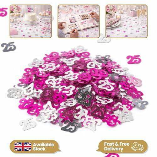 Pink and Silver 25th Birthday Confetti Table Decoration Range for Parties and Celebrations image 5
